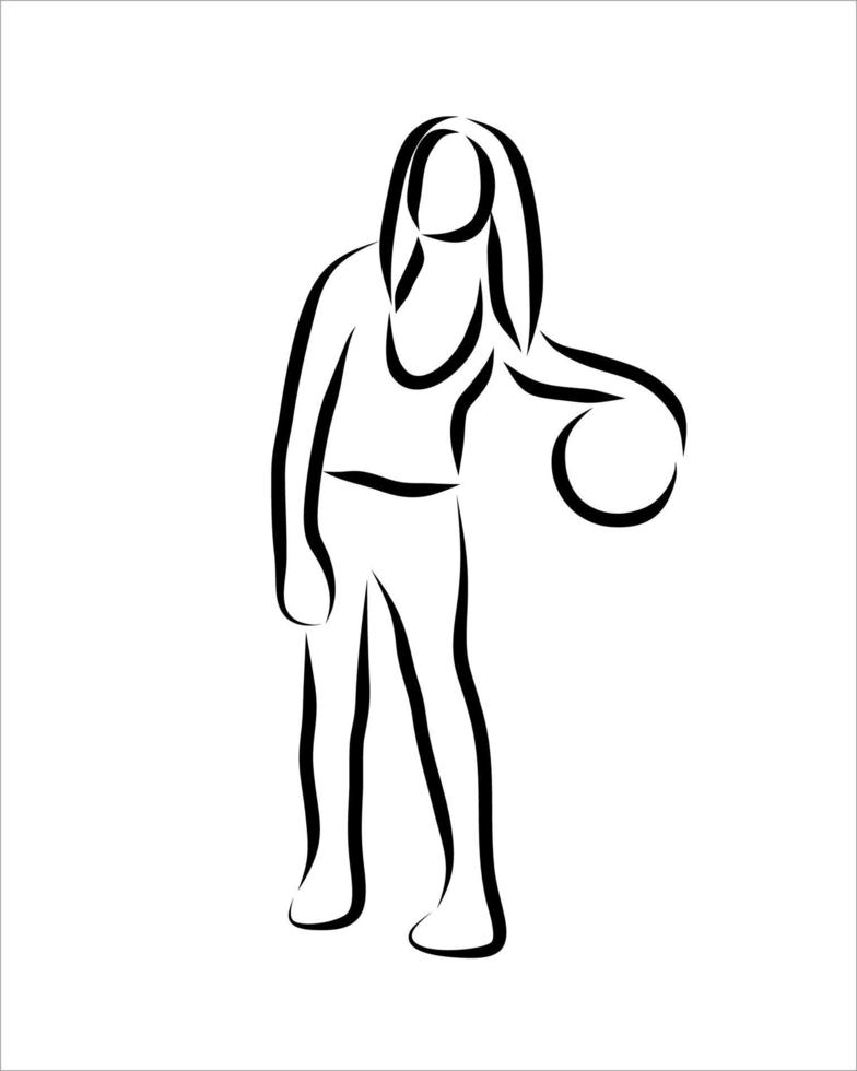 dibujo lineal del jugador profesional de baloncesto vector