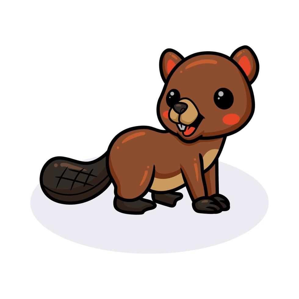 Cute little beaver cartoon posing vector