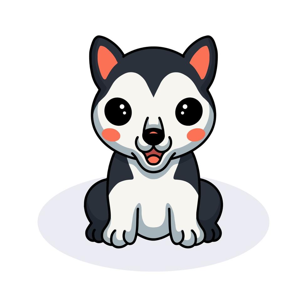 Cute little husky dog cartoon vector