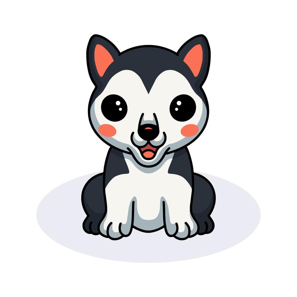 dibujos animados lindo pequeño perro husky vector