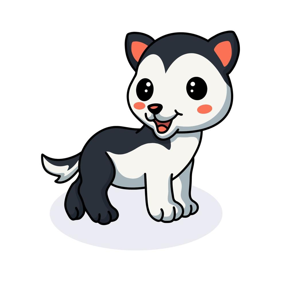 dibujos animados lindo pequeño perro husky vector