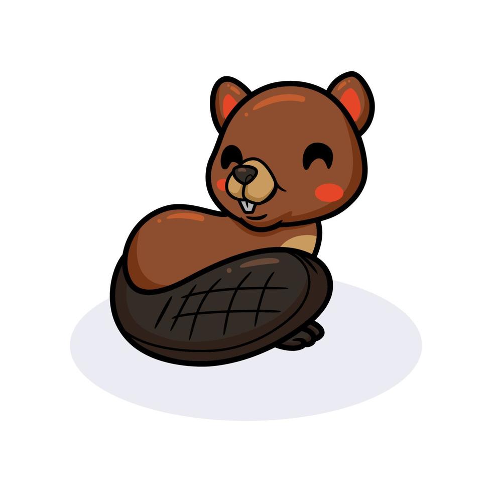 Cute little beaver cartoon posing vector