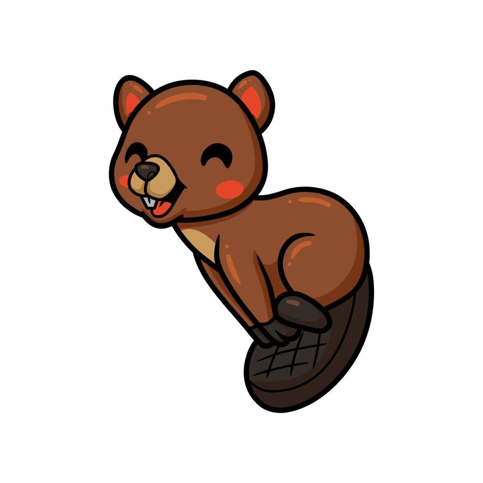 Cute little beaver cartoon posing vector