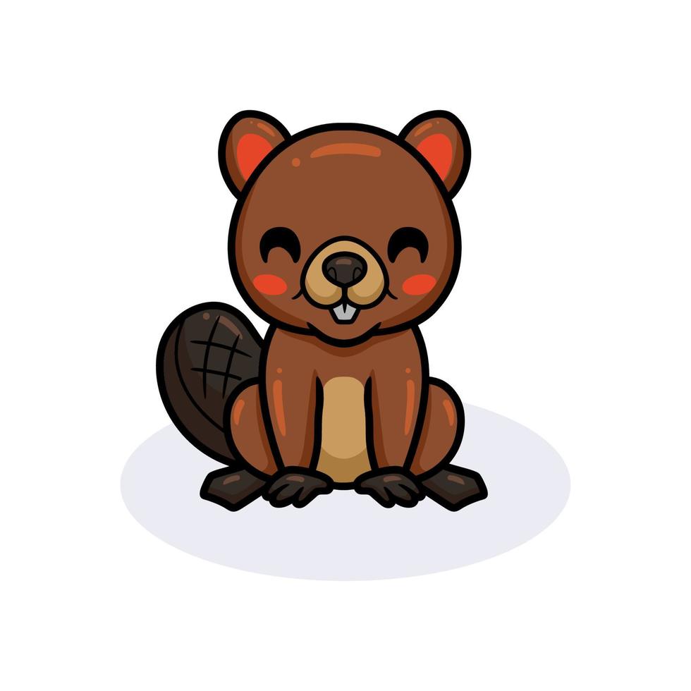 Cute little beaver cartoon sitting vector