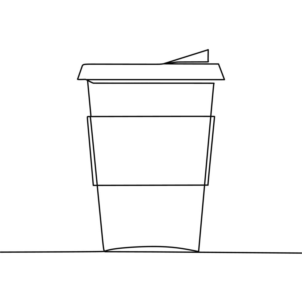 continuous line drawing of cup vector