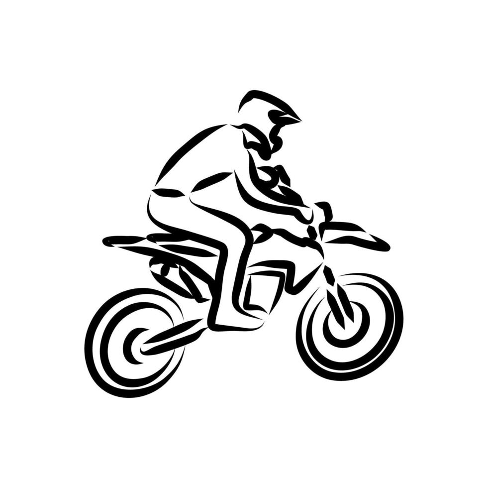 dibujo lineal de moto de cross vector