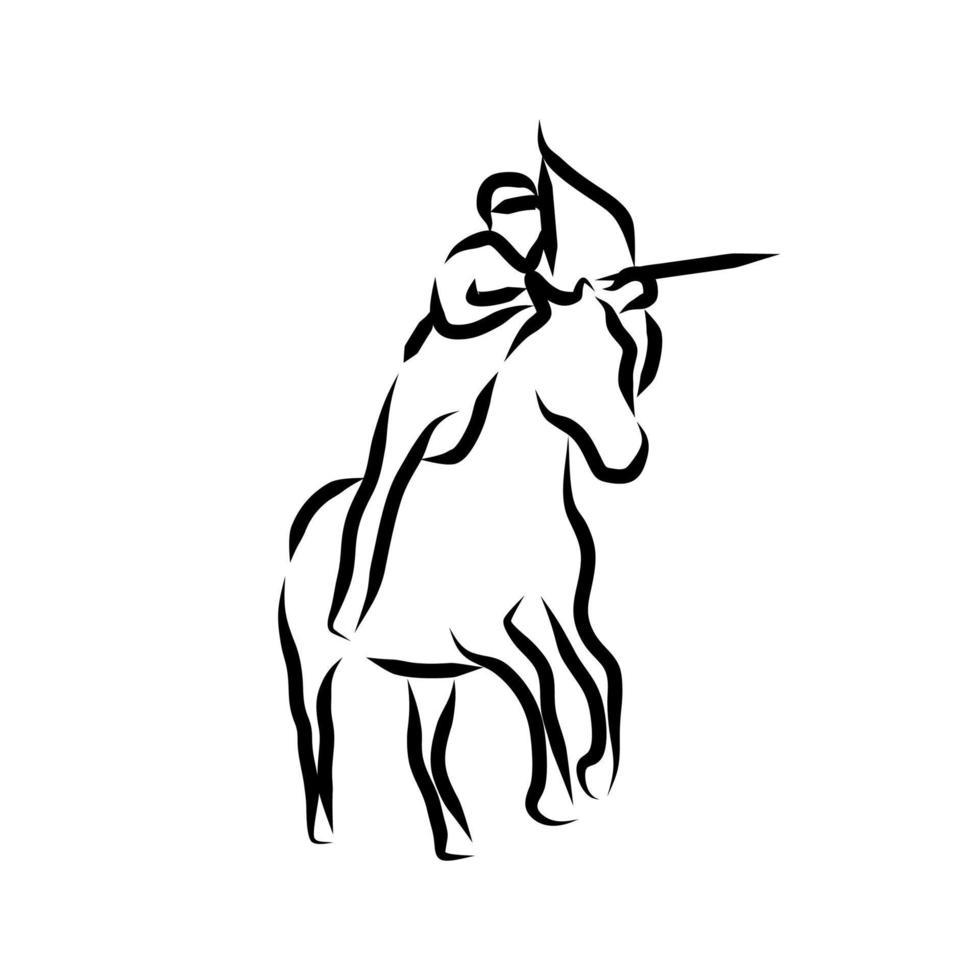 line drawing of horseman vector