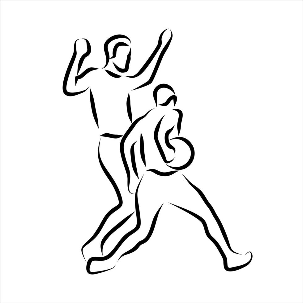 Line drawing of professional player basketball vector