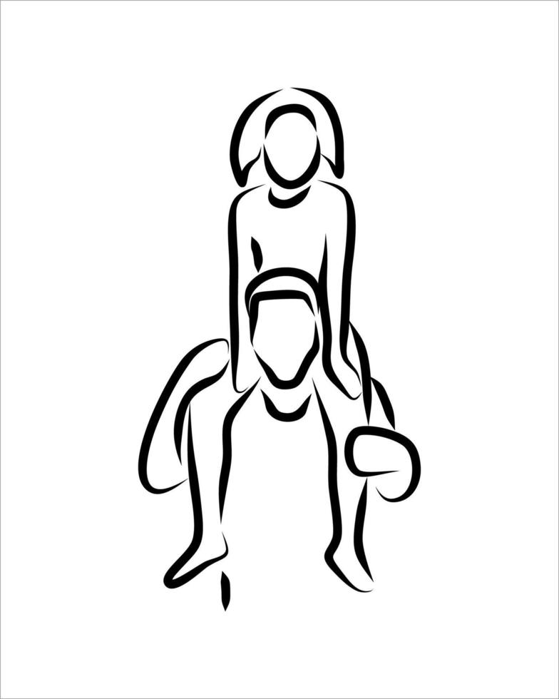 Line drawing of family vector