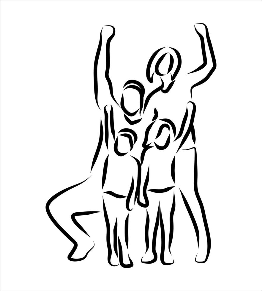 Line drawing of family vector