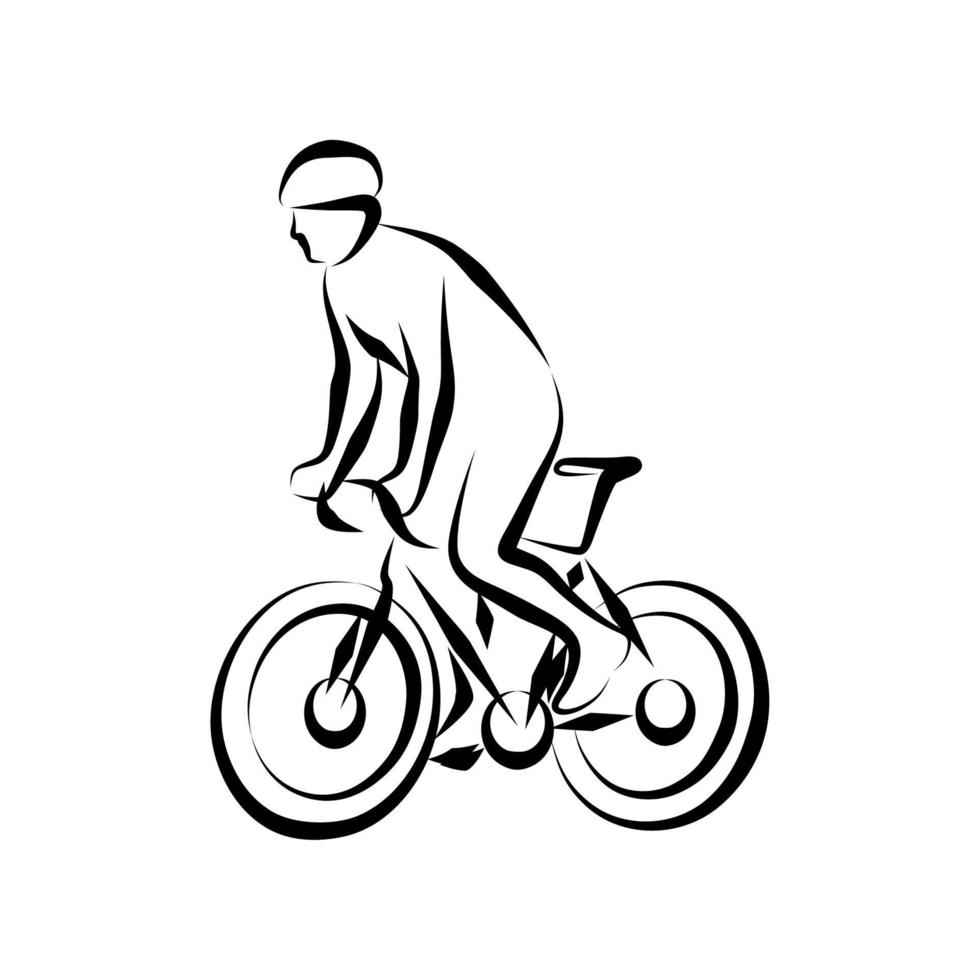 Line drawing of cycling vector