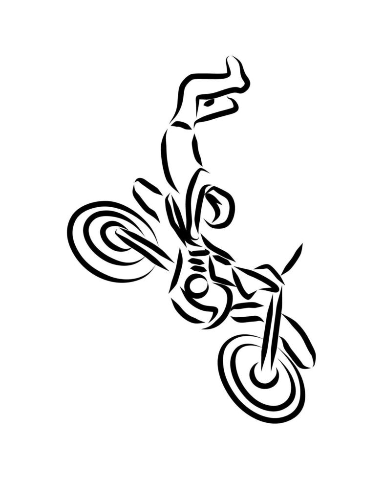 dibujo lineal de moto de cross vector