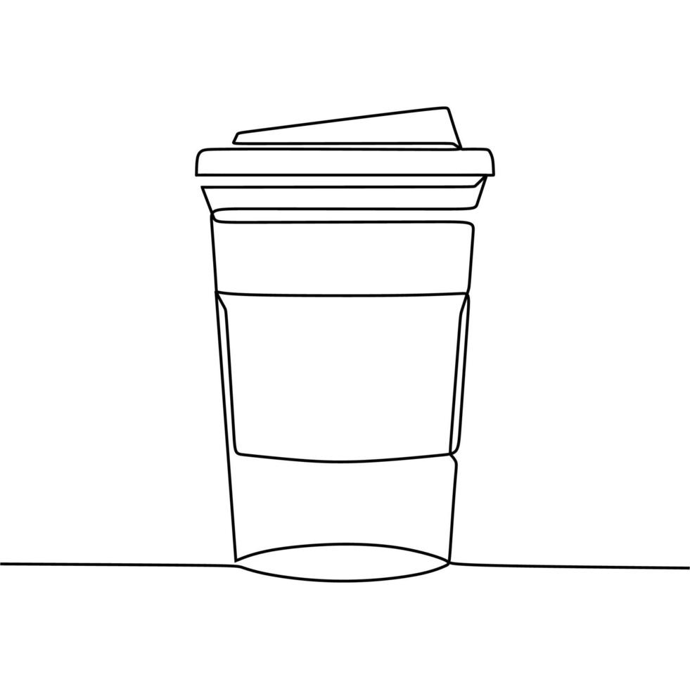 dibujo de línea continua de taza vector