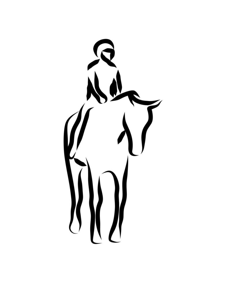 line drawing of horseman vector