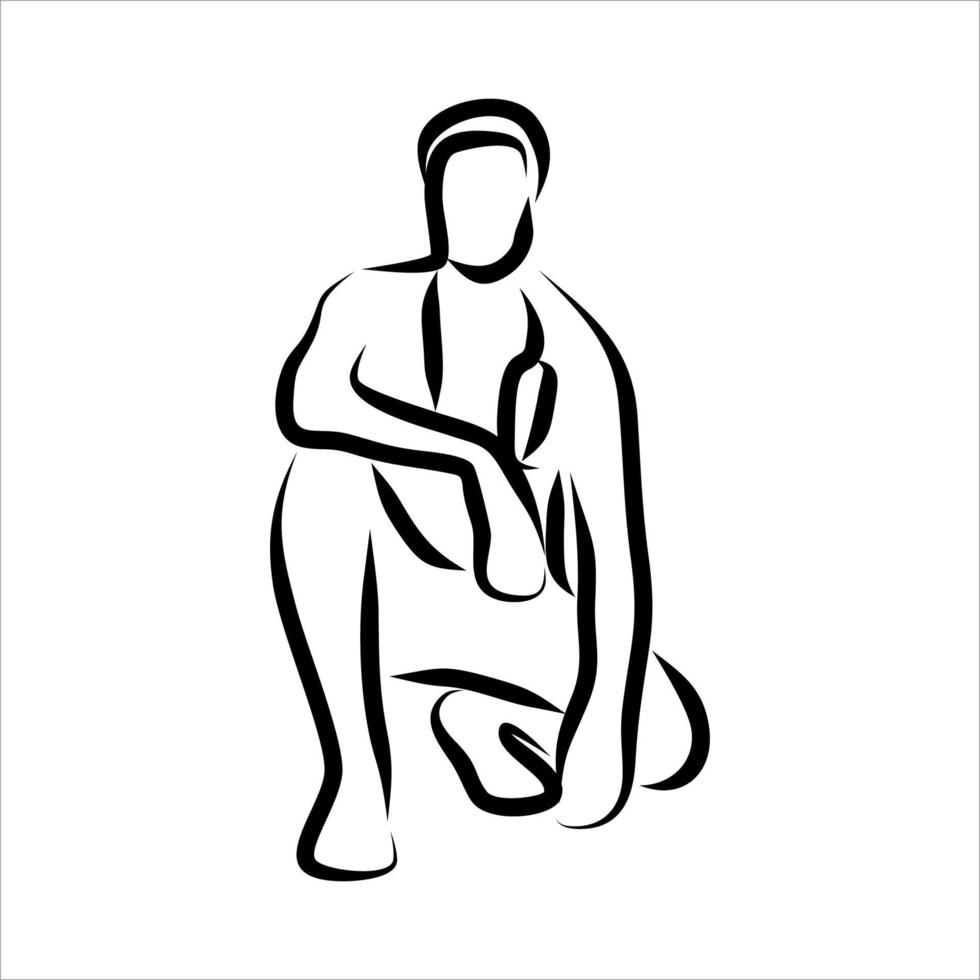 Line drawing of doctor vector