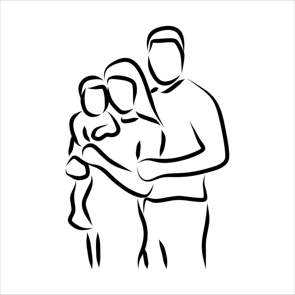 Line drawing of family vector