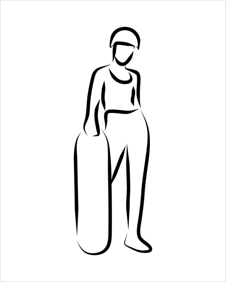 Line drawing of  skate player vector