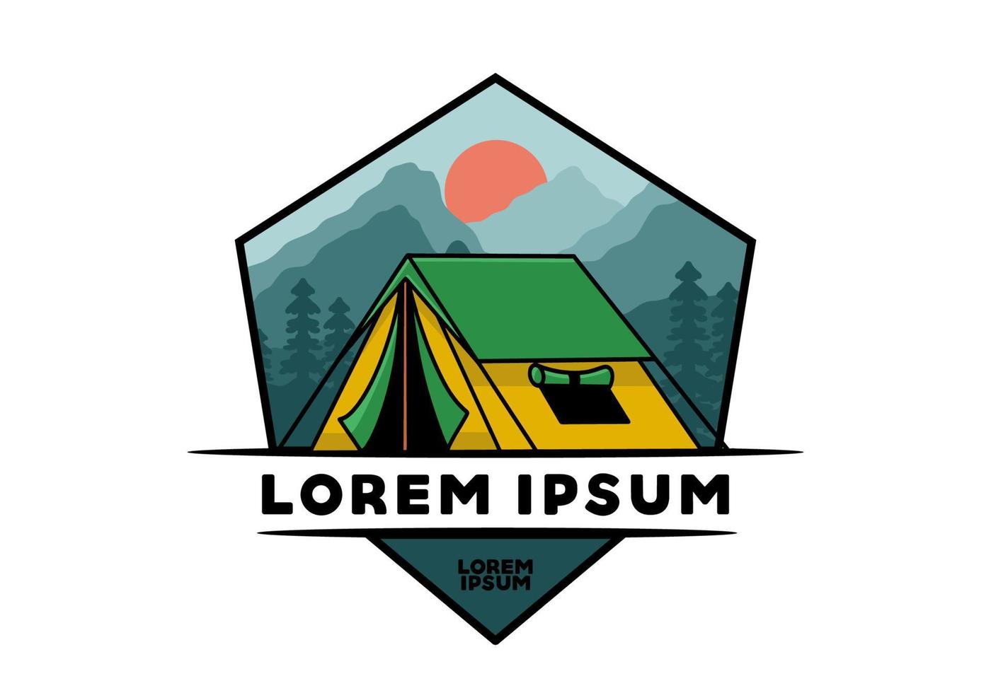 Double layer tent flat illustration badge design vector