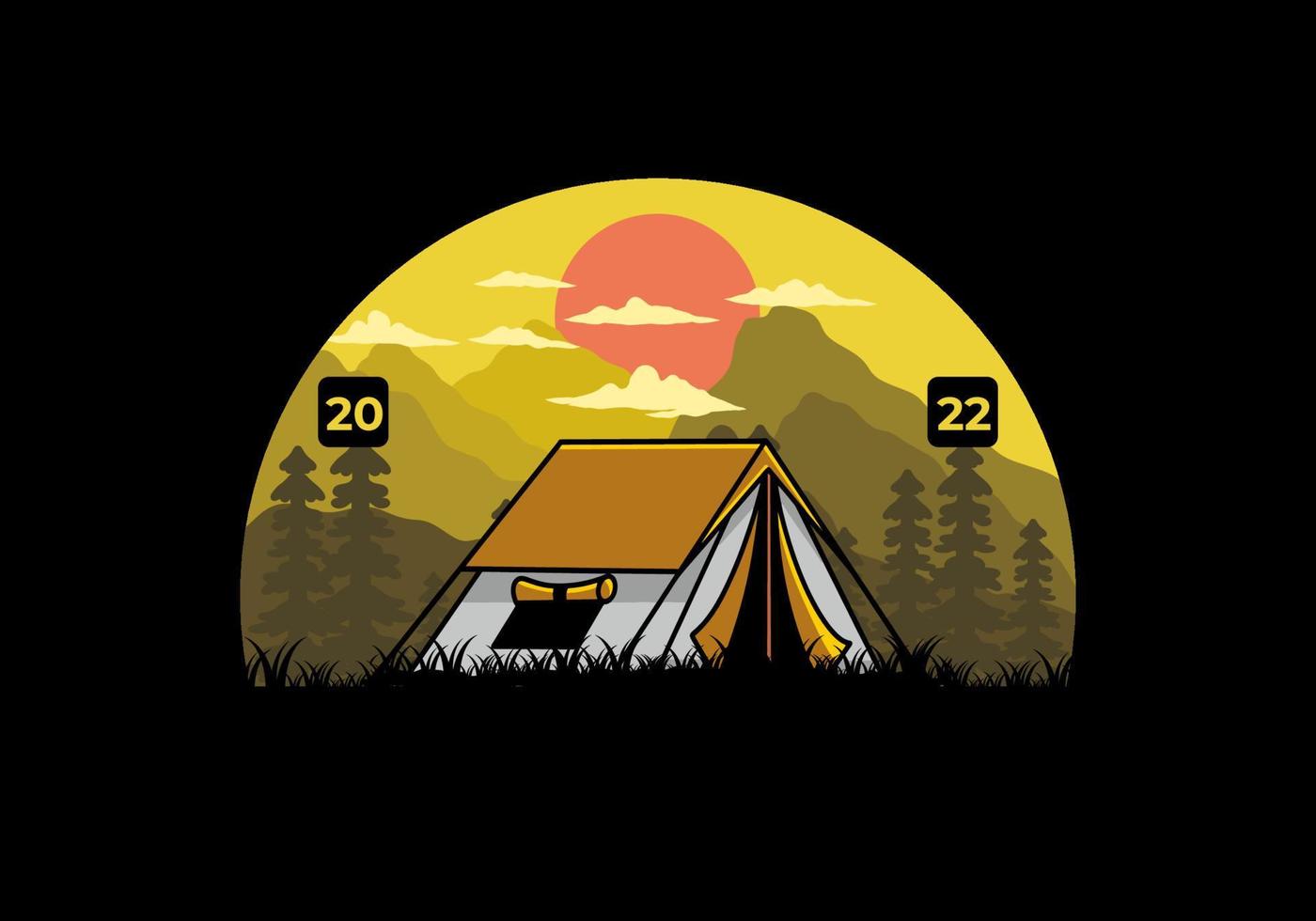 Double layer tent flat illustration badge design vector