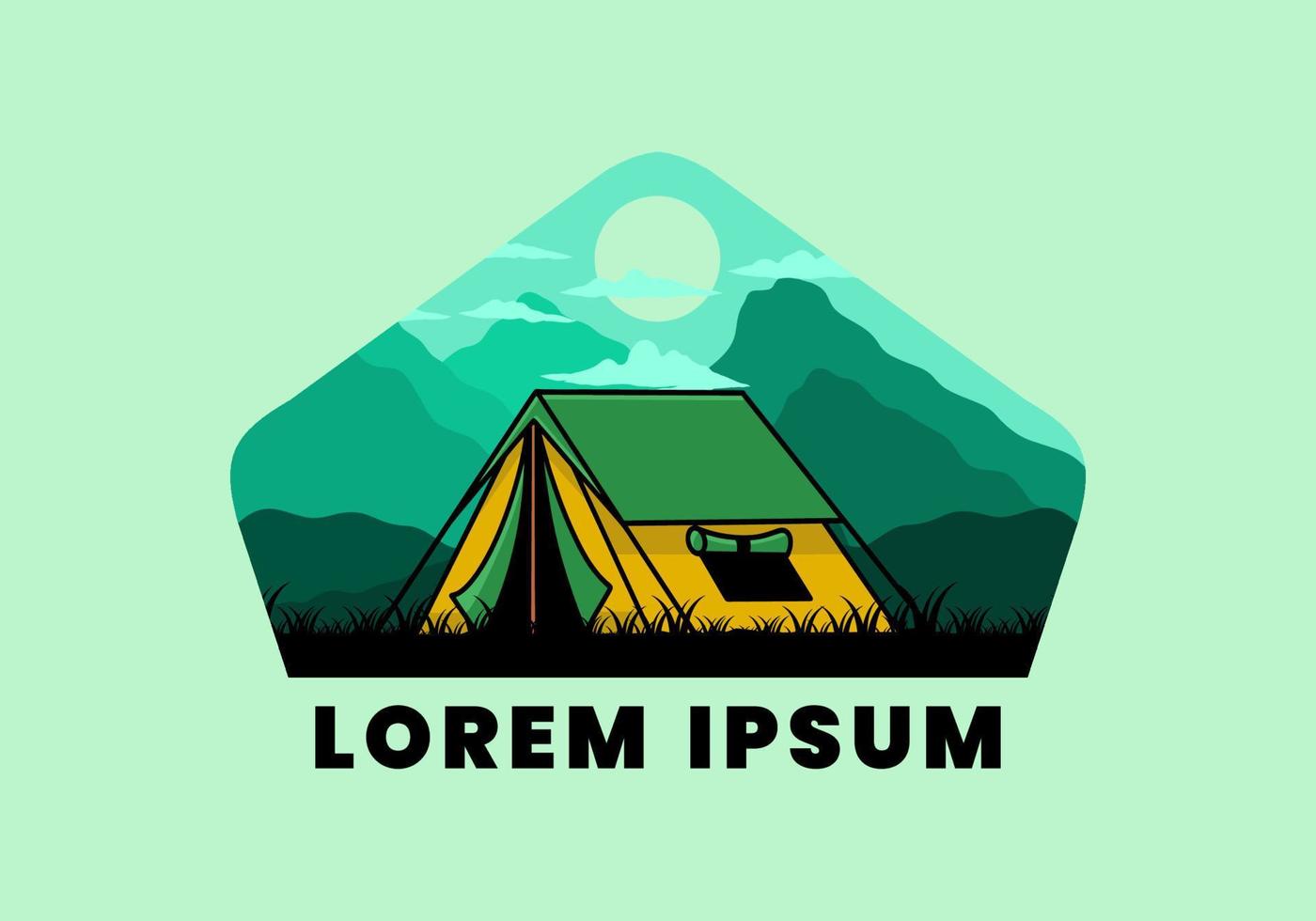 Double layer tent flat illustration badge design vector