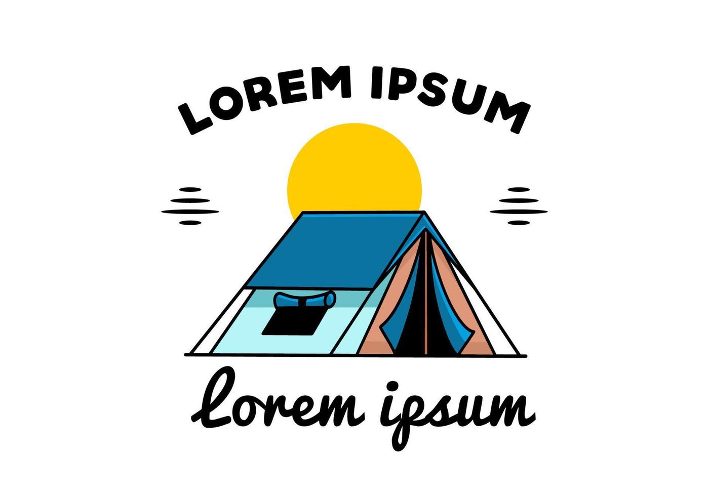 Double layer tent flat illustration badge design vector