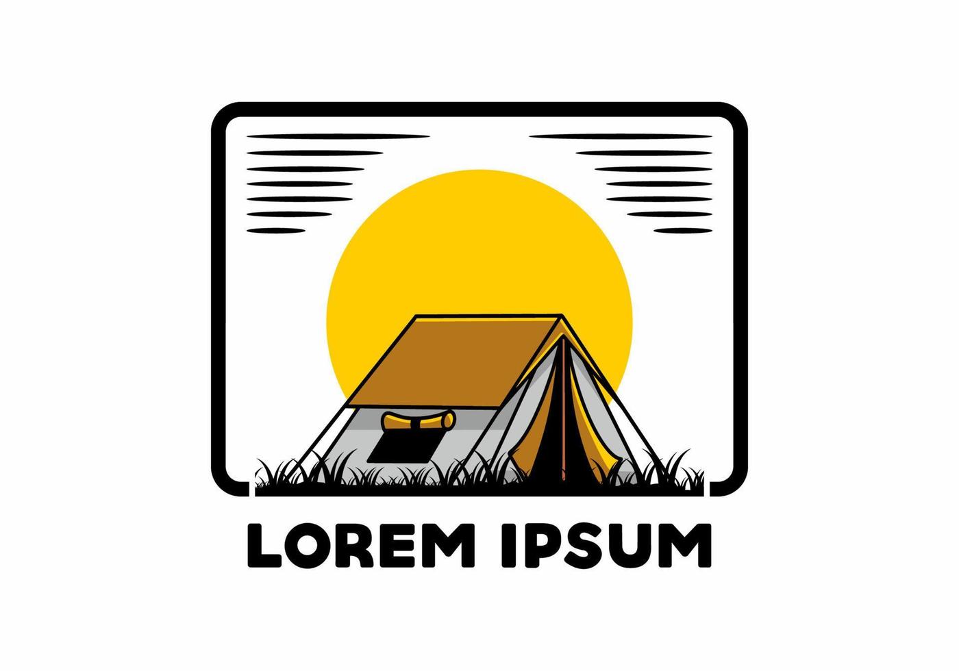 Double layer tent flat illustration badge design vector