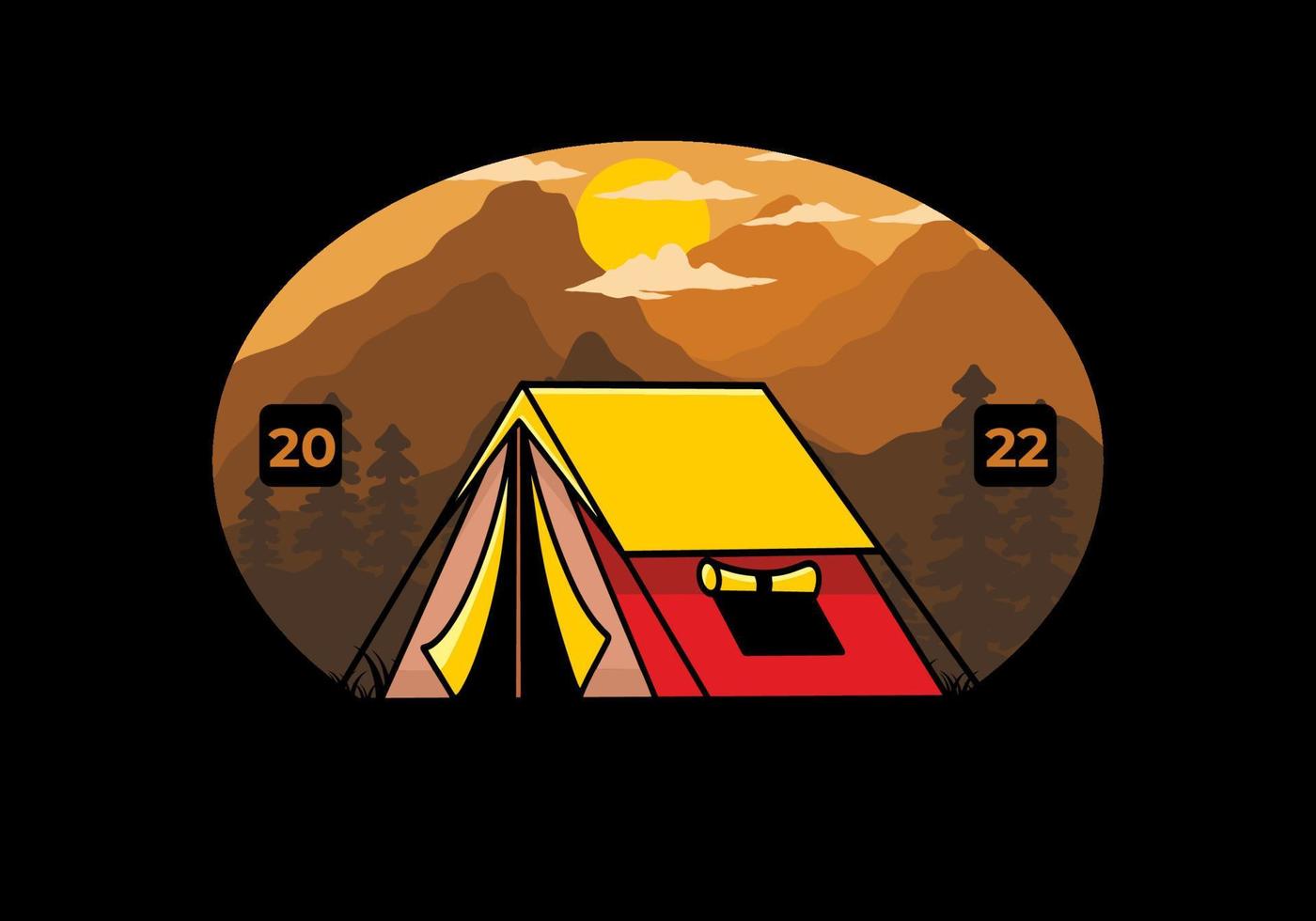 Double layer tent flat illustration badge design vector