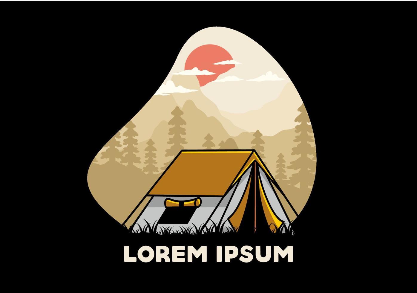 Double layer tent flat illustration badge design vector
