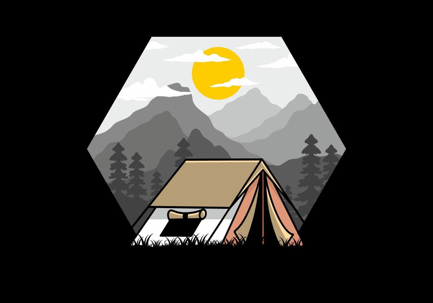 Double layer tent flat illustration badge design vector