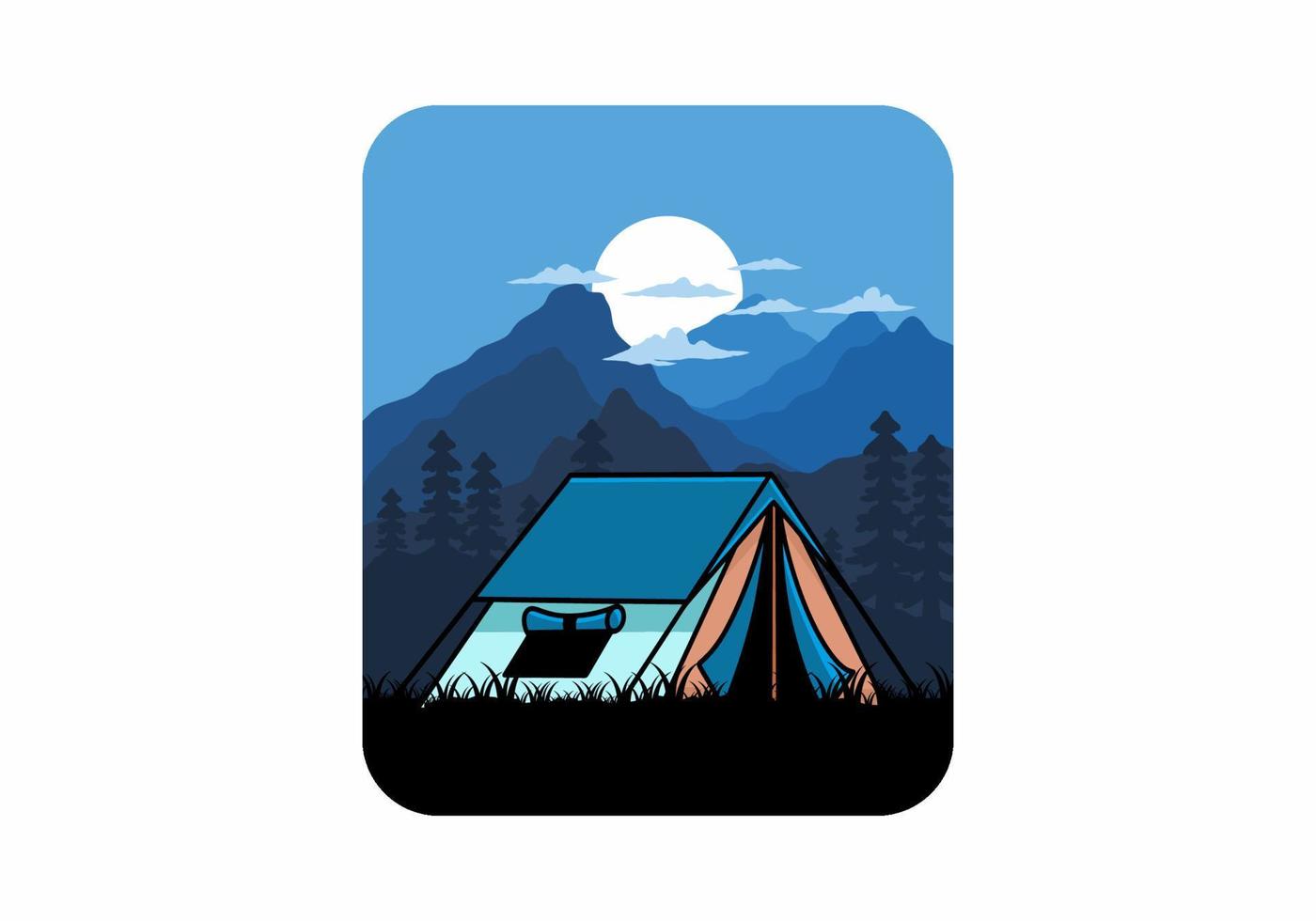 Double layer tent flat illustration badge design vector