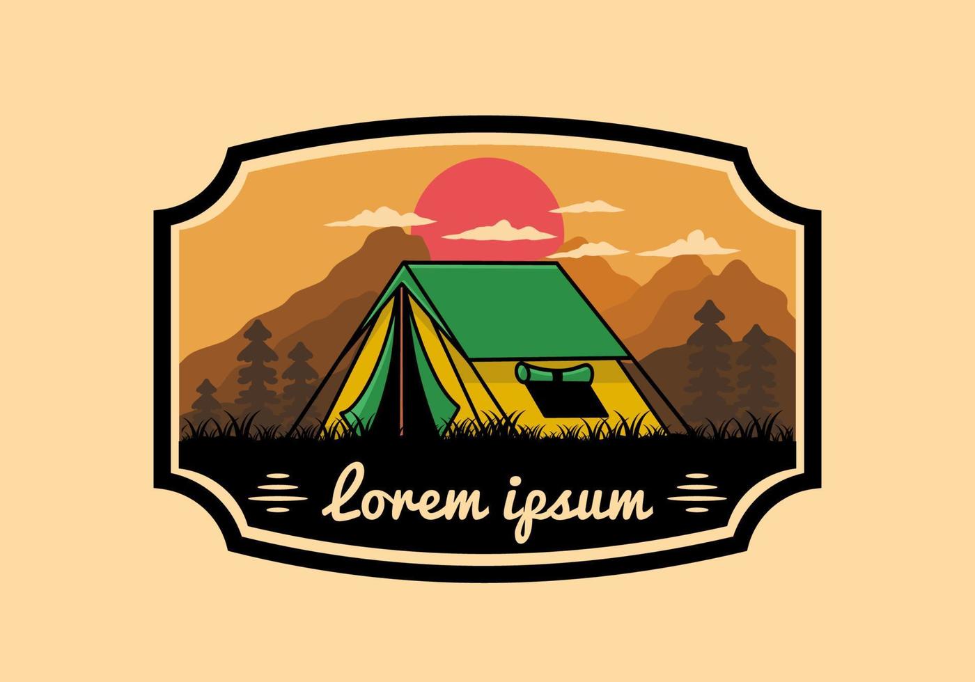 Double layer tent flat illustration badge design vector