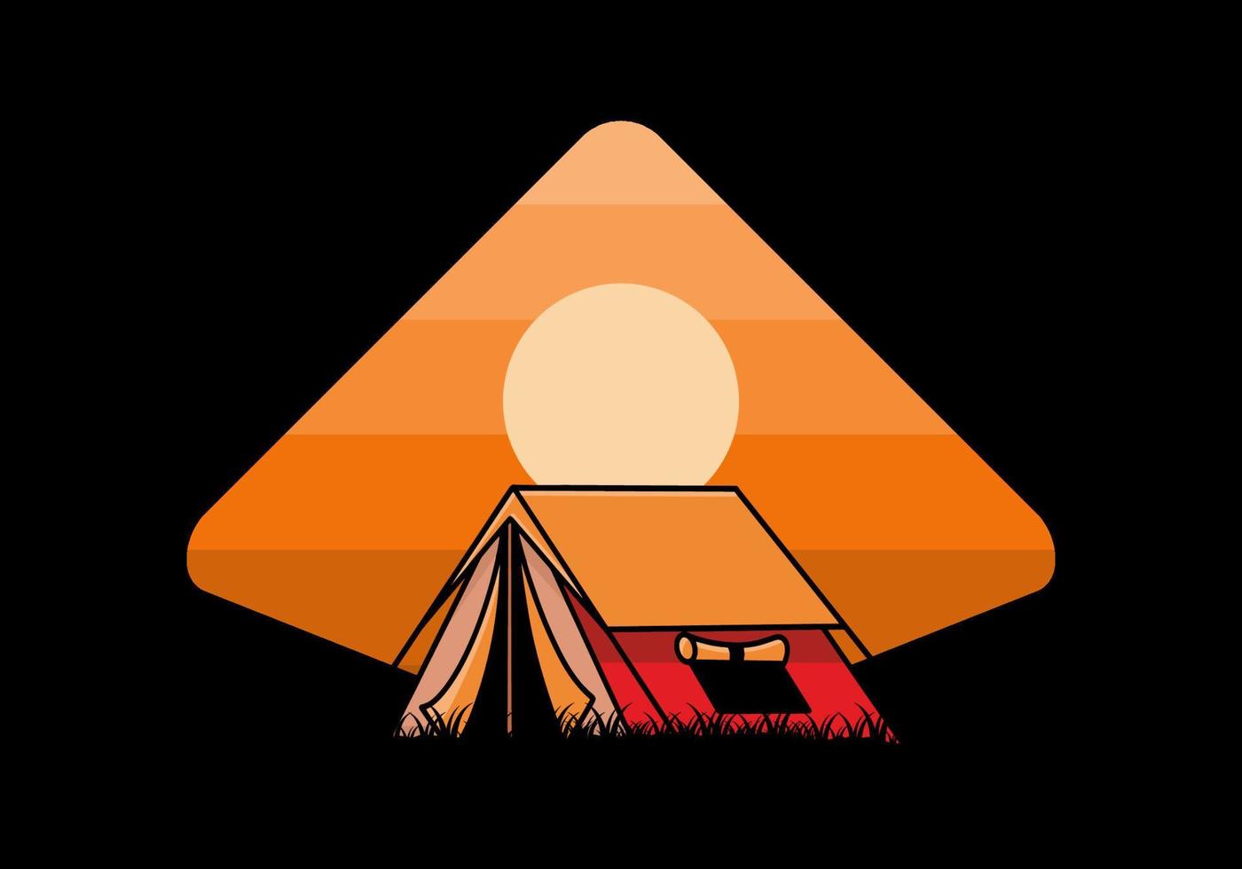 Double layer tent flat illustration badge design vector