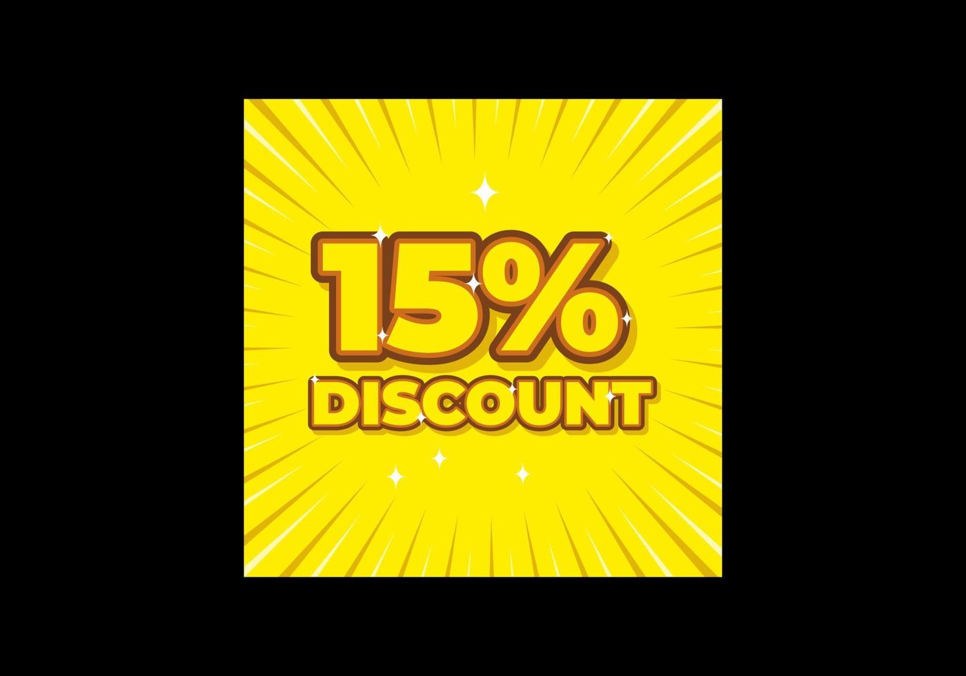 Yellow color of 15 percent discount text effect vector