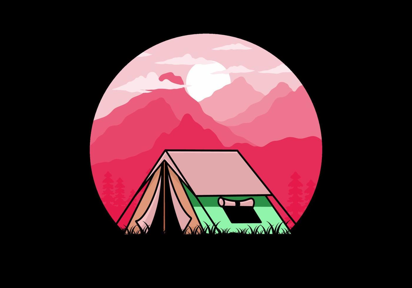 Double layer tent flat illustration badge design vector