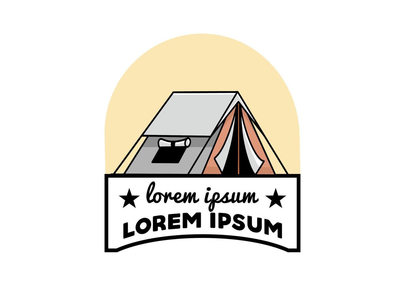 Double layer tent flat illustration badge design vector