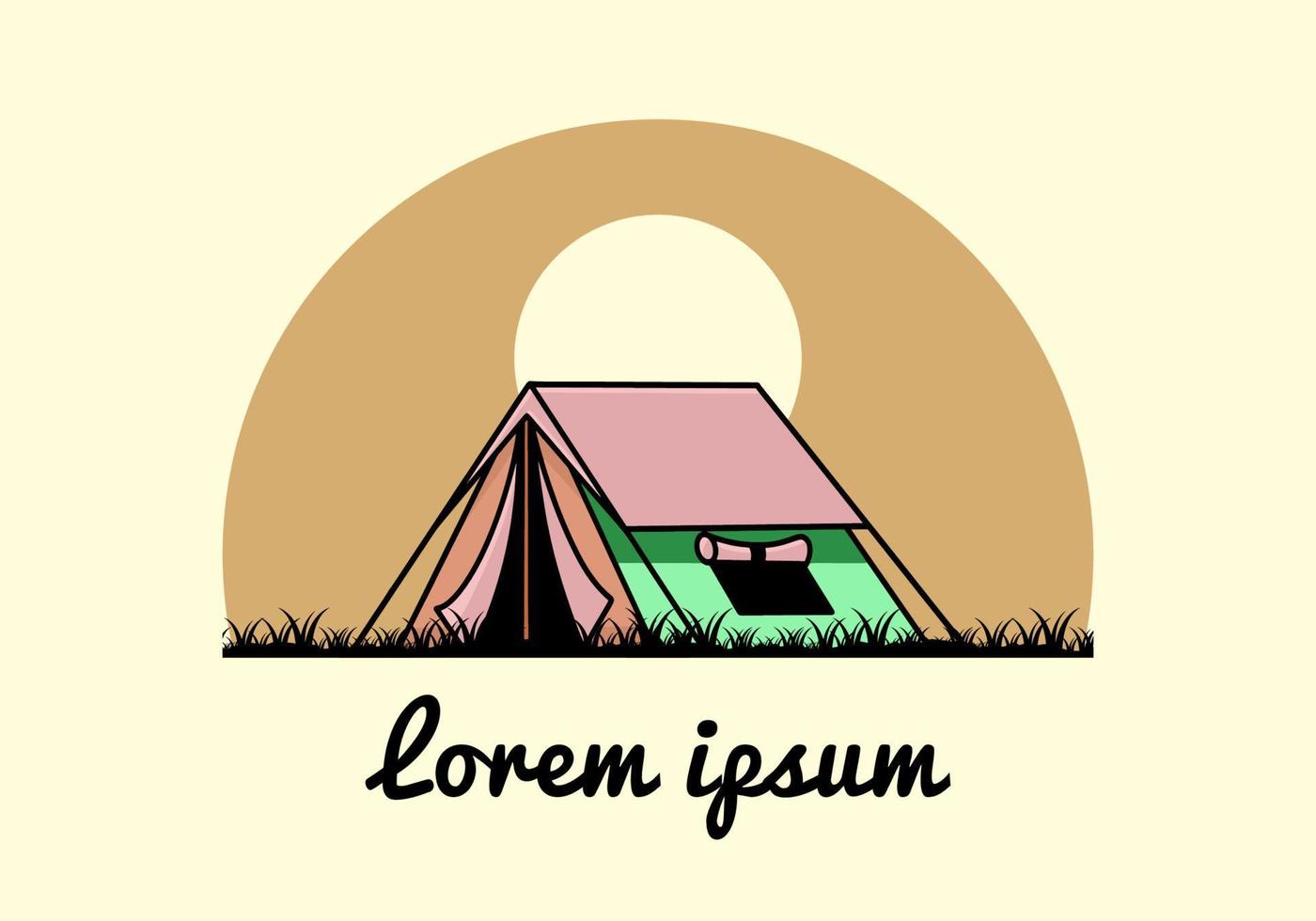 Double layer tent flat illustration badge design vector