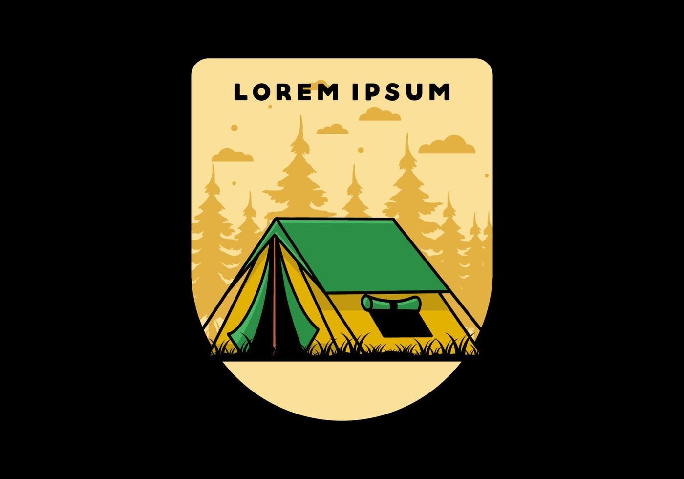 Double layer tent flat illustration badge design vector
