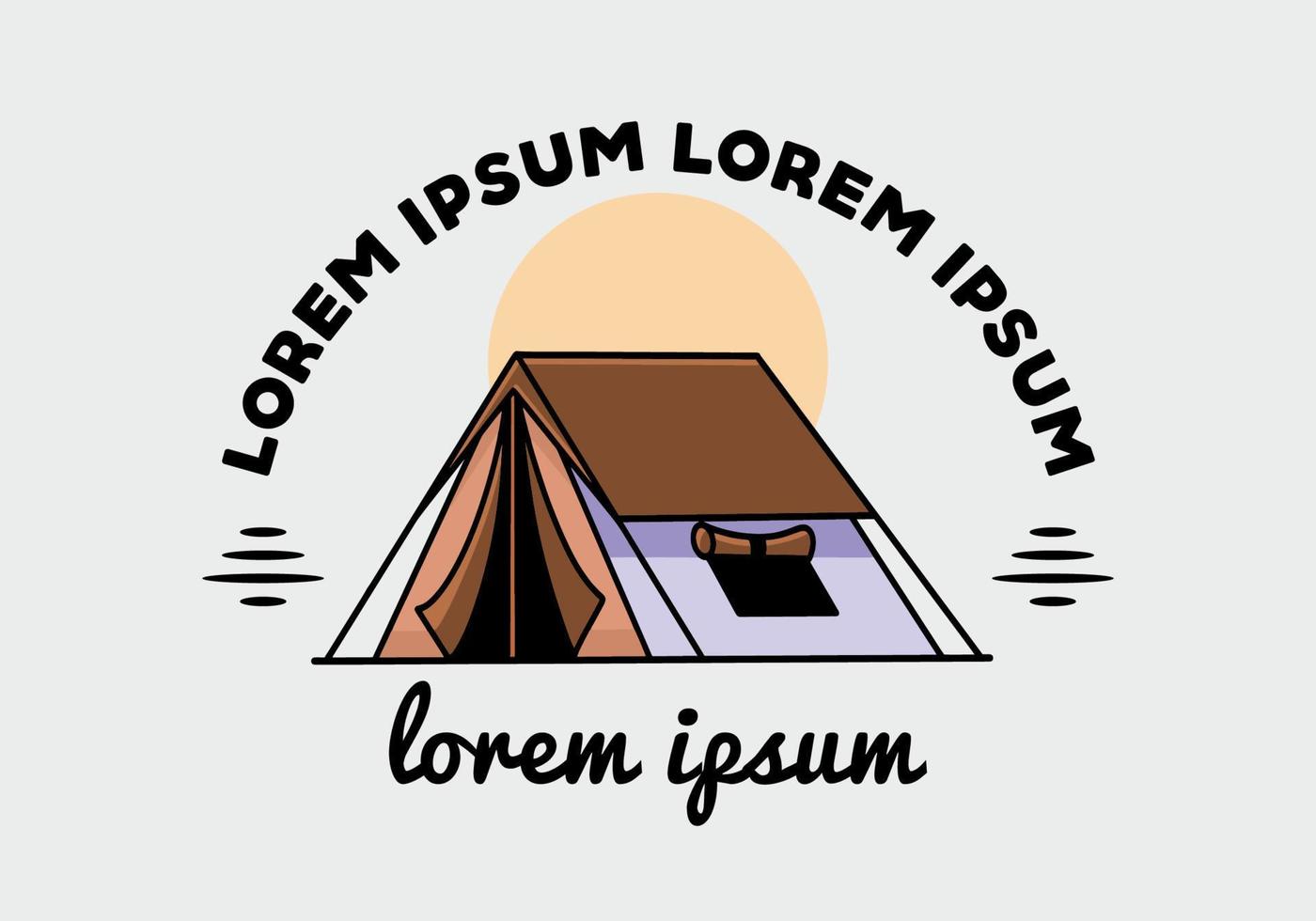 Double layer tent flat illustration badge design vector