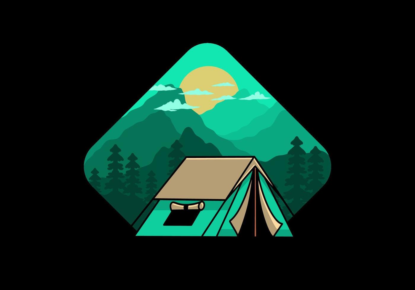 Double layer tent flat illustration badge design vector