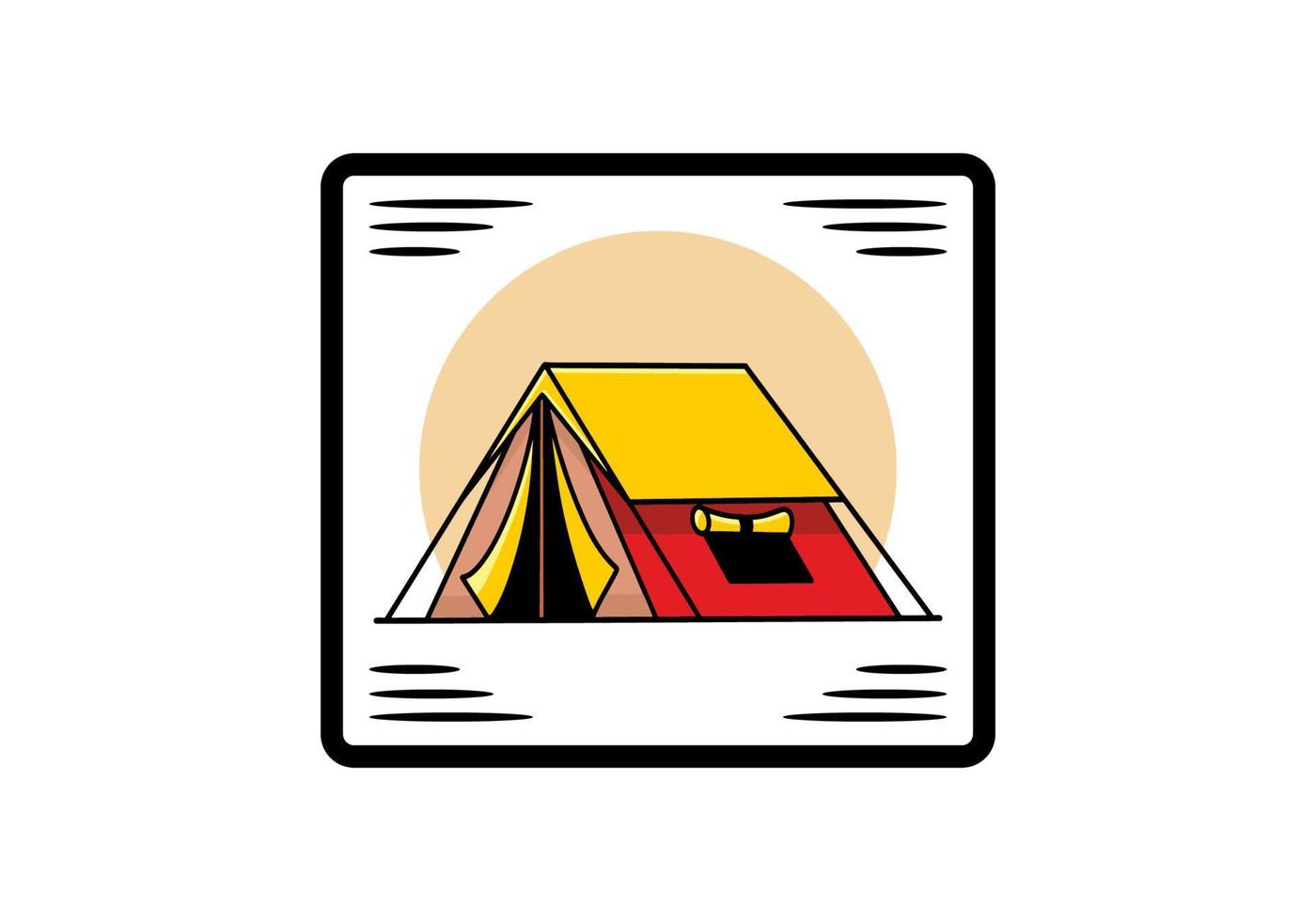 Double layer tent flat illustration badge design vector