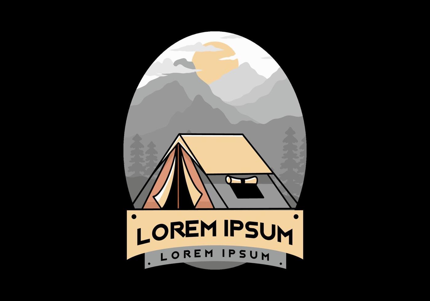 Double layer tent flat illustration badge design vector