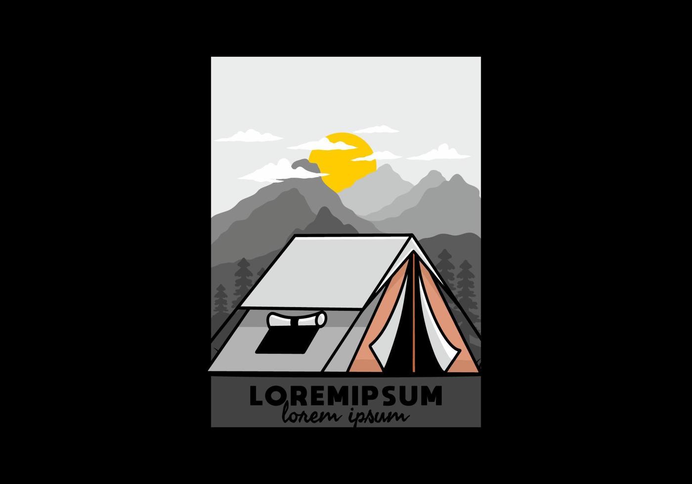 Double layer tent flat illustration badge design vector