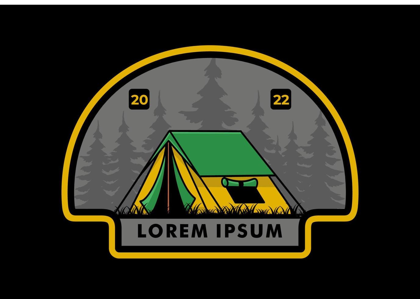 Double layer tent flat illustration badge design vector