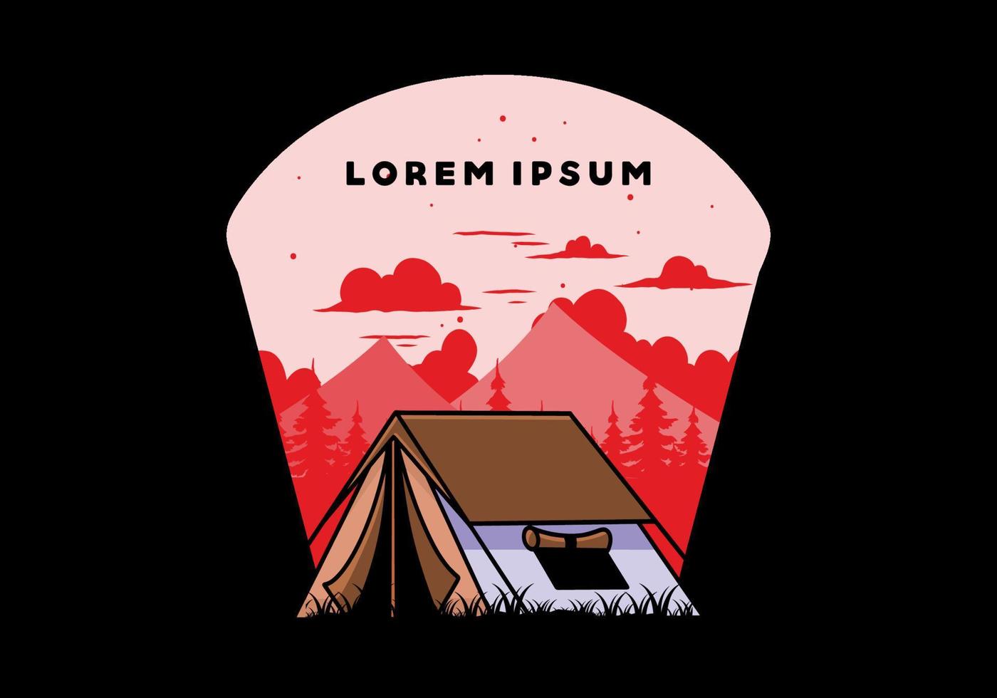 Double layer tent flat illustration badge design vector