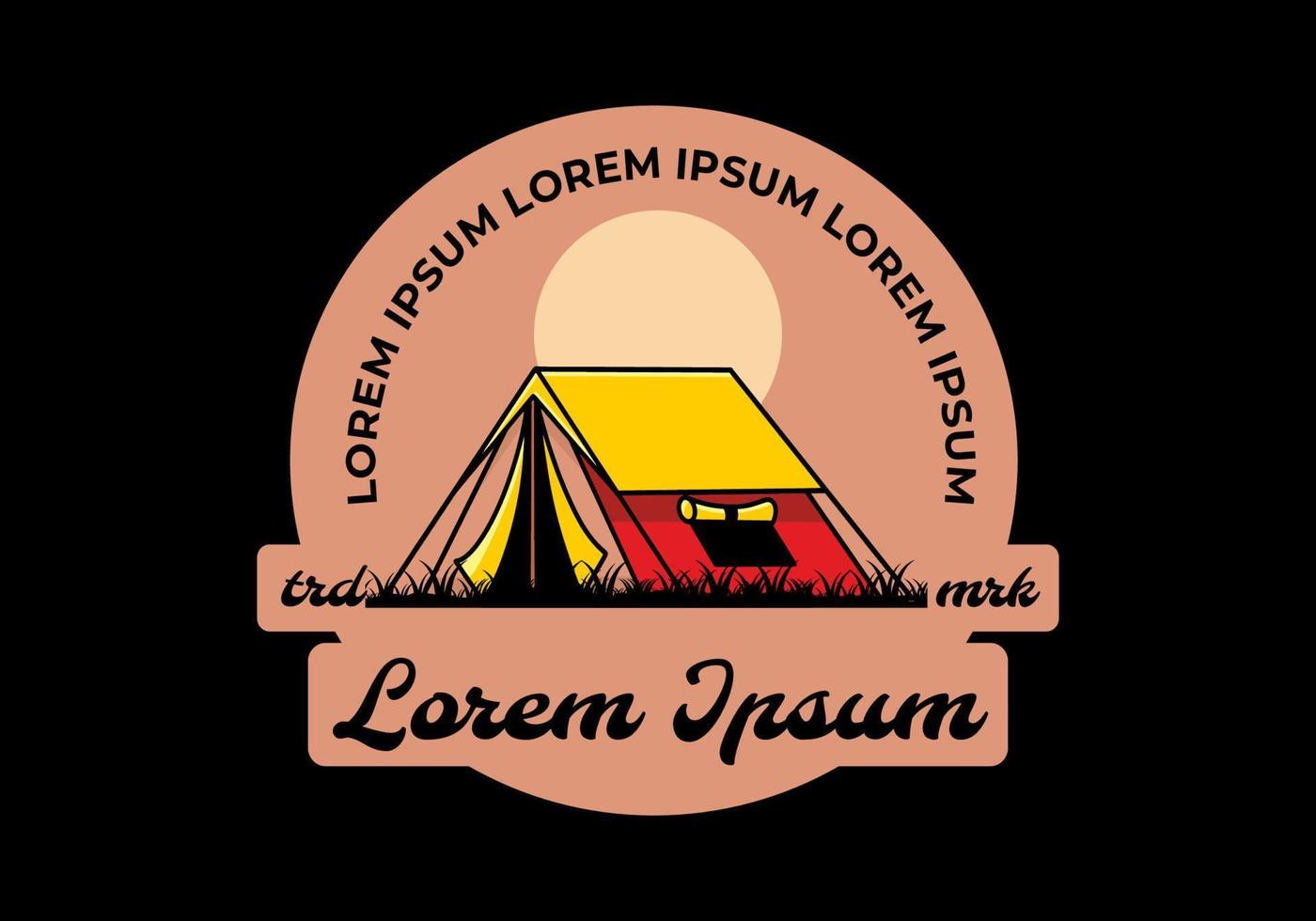Double layer tent flat illustration badge design vector