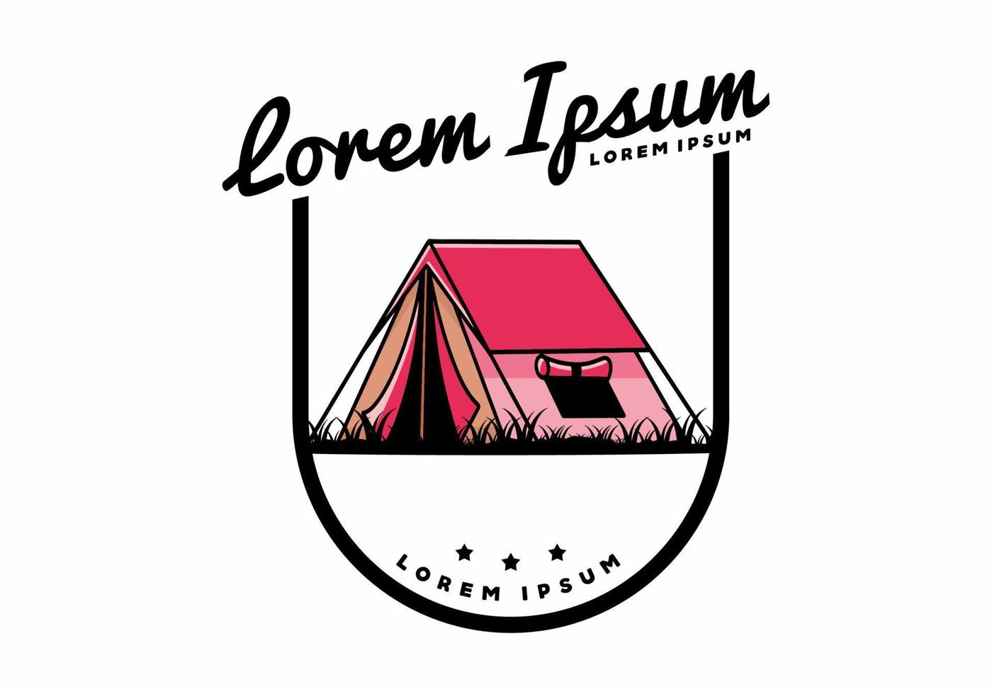 Double layer tent flat illustration badge design vector