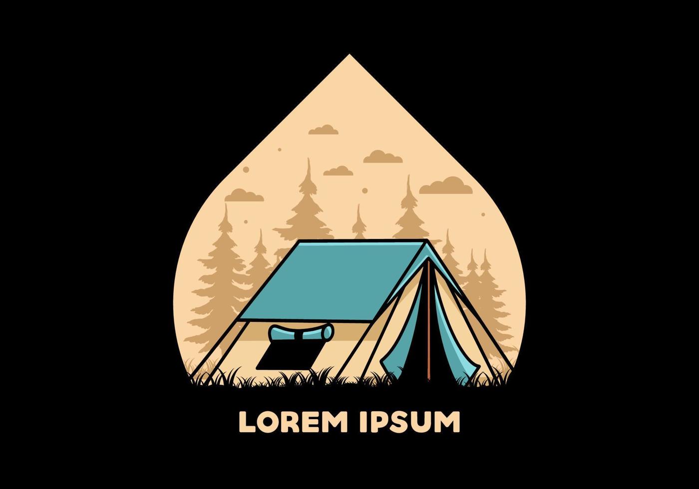 Double layer tent flat illustration badge design vector