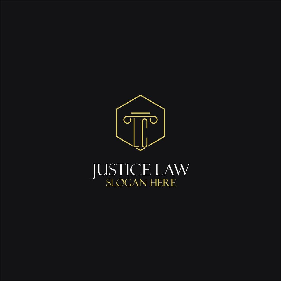diseño de iniciales de monograma lc para logotipo legal, abogado, abogado y bufete de abogados vector