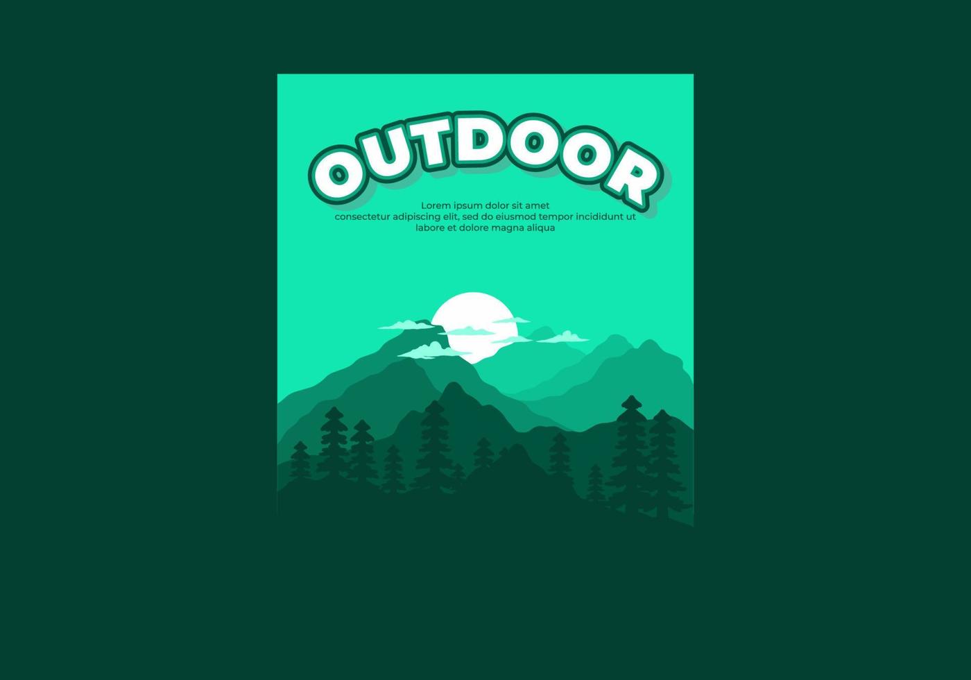 Green color of mountain landscape flat illustration vector