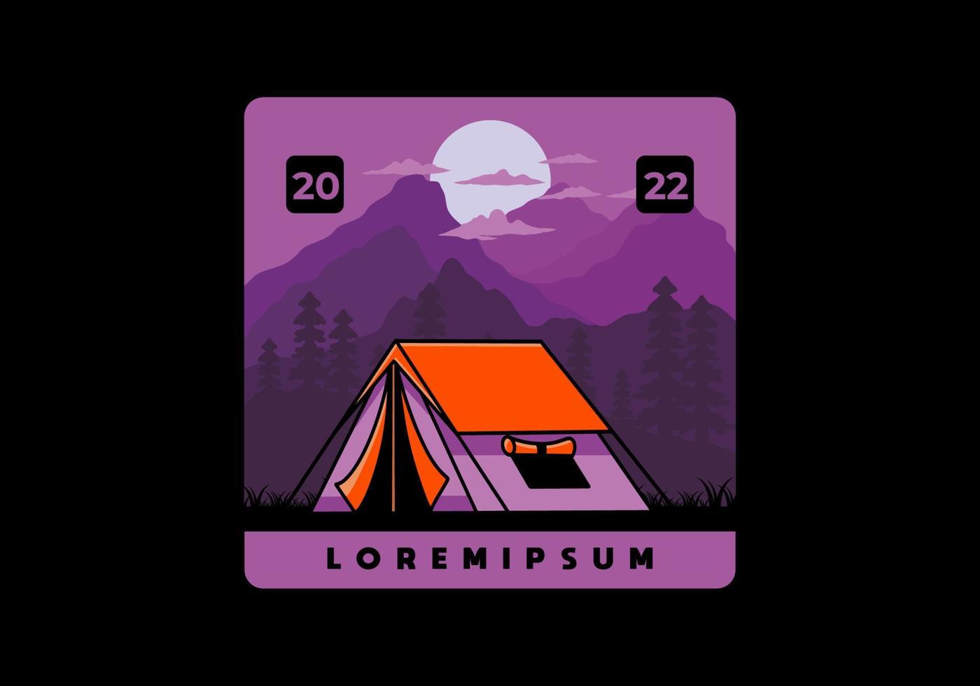 Double layer tent flat illustration badge design vector